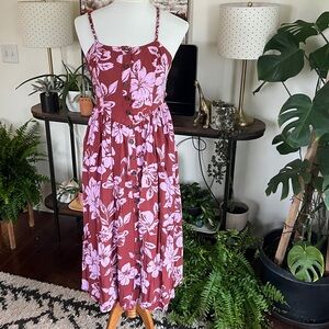 Free People Floral Spaghetti Strap Sun Dress S
